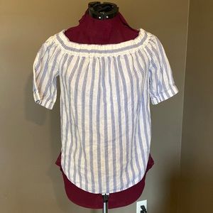 Michael Kors White and Blue Top (Size XS)